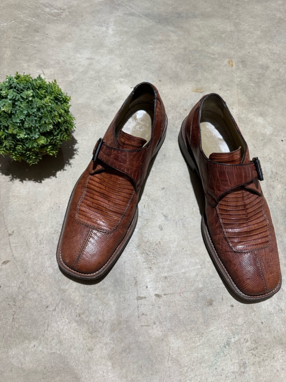 Julio Blanco Genuine Lizard Shoes Men Size 13 Brown Leather Business Casual Fall